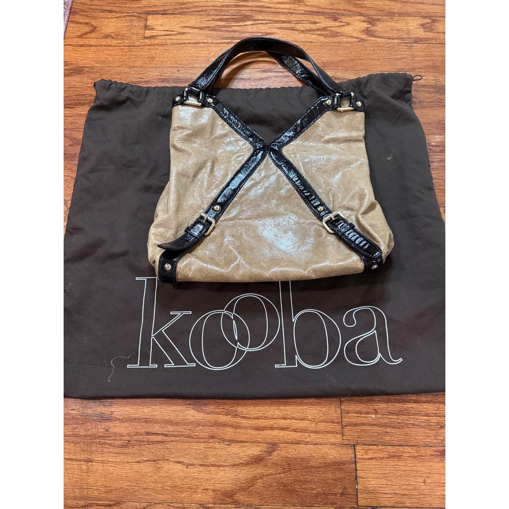 Kooba Lena‎ Leather Hobo Bag Tan Brown Buckle Slouchy Y2K Boho Shoulder Bag